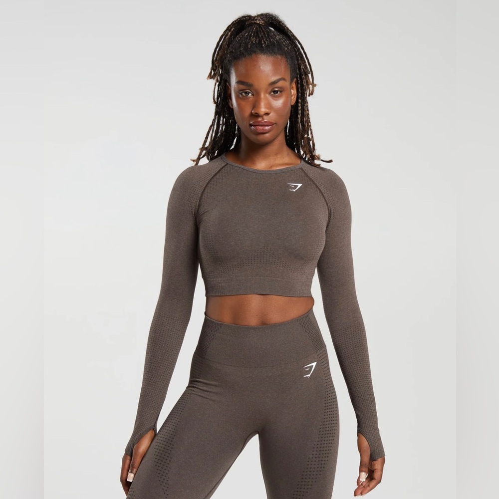 NWT Gym Shark Set Vital Long Sleeve Crop Top & Seamless 2.0 Leggings Size XXL